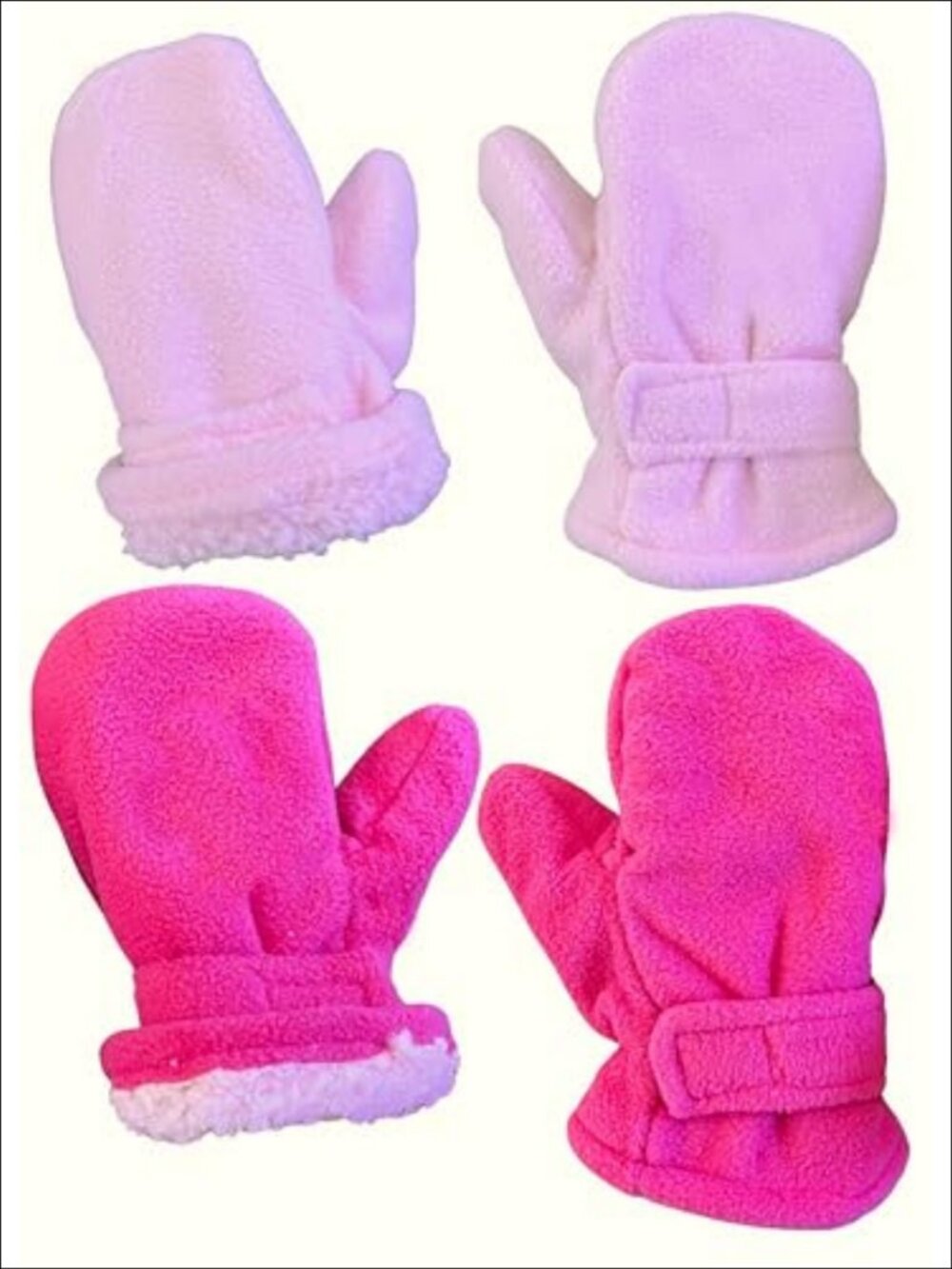 Kids Toddler Fleece Mittens Sherpa Lined 2 Pair Pack Warm Winter